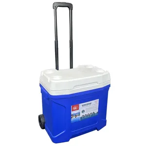 26L Outside Camping Fruit Drinks Cold Storage Cooler Trolley Ice Chest Cooler Box Portable Rolling Ice Box with Wheels