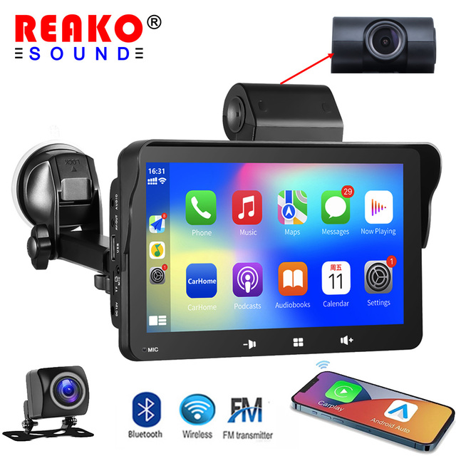 7 Inch MP5 Player Portable Car BT Call for Car Monitor AUX-Out Car Display with Wireless CarPlay Android Auto
