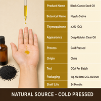 Minyak Biji Jintan Hitam LCHBIO 100% Murni Cold Pressed Nigella Sativa Pemasok Grosir Massal Thymoquinone 2% Minyak Pembawa Ekspor