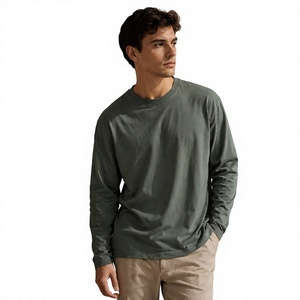 Men's Grey <b>Long</b> <b>Sleeve</b> <b>T</b>-<b>Shirt</b> Casual Regular Fit Crew Neck Top With Yellow <b>Navy</b> Crew Letter Print - Product Image 3