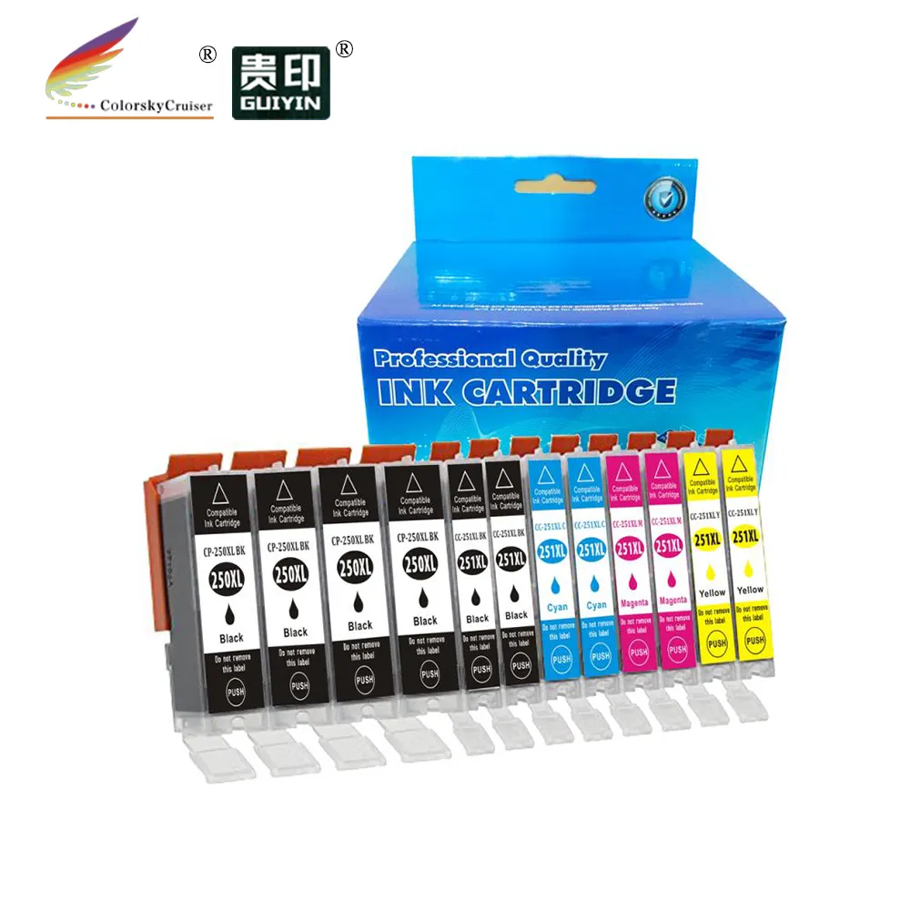 PGI 250 CLI 251 XL Inkjet Cartridge Compatible New Ink Cartridge for Canon PIXMA MG5620 MG6420 MG6620 PGBKBKCMY (12 Pack)