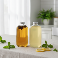 Bouteille de boisson PET transparente jetable pour jus, thé au lait, miel, 350 ml, 400 ml, créative, style célébrité en ligne, emballage plat