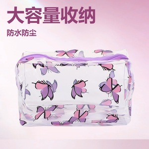 Transparent Floral Cosmetic Bag PVC Waterproof Large Capacity Travel Storage Bag Makeup <b>Case</b> <b>Medium</b> Size - Product Image 5