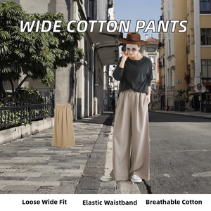 Pantalones Anchos de Pierna Recta para Mujer, Tallas M-XXL, Transpirables, Ecológicos, de Algodón, con Cintura Elástica y Corte Medio, Casuales - Product Image 2