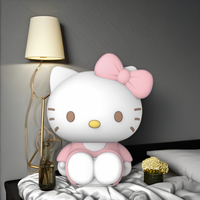 Vente en gros Hello Kitty 3D Anime LED Veilleuse Protection des yeux Lampe de chevet avec matériau en silicone pour décoration de chambre d'étudiant pour enfants
