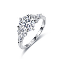 Bague en Moissanite Argent Sterling 925 Ronde 8mm 3 Carats 6 Griffes VVS1 Couleur D Marquise Épaule 3 Couleurs Bijoux