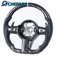 Volant en cuir et fibre de carbone Forge pour BMW X1 X2 X3 F30 F10 F11F12 F18 F31 F45 F16 F06 F01F15 F20 F22 avec bande blanche