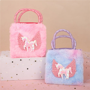 Nuova borsa a tracolla alla moda per bambini Cartoon <span class=keywords><strong>unicorno</strong></span> borse a tracolla soffice borsa a gettoni in peluche per bambini - Product Image 2