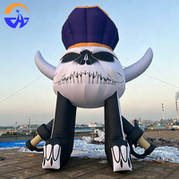 Arche Gonflable Crâne d'Halloween Modèle Tunnel Capitaine Pirate Thème Horreur avec Ventilateur Intégré Accessoire de Décoration pour Activités Publicitaires