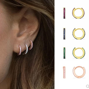 Promotion Nano <span class=keywords><strong>turquoise</strong></span> <span class=keywords><strong>boucle</strong></span> <span class=keywords><strong>d</strong></span>'<span class=keywords><strong>oreille</strong></span> pour femmes bijoux de mode minimaux mignon petit cz cerceau dernière conception boucles <span class=keywords><strong>d</strong></span>'oreilles - Product Image 3