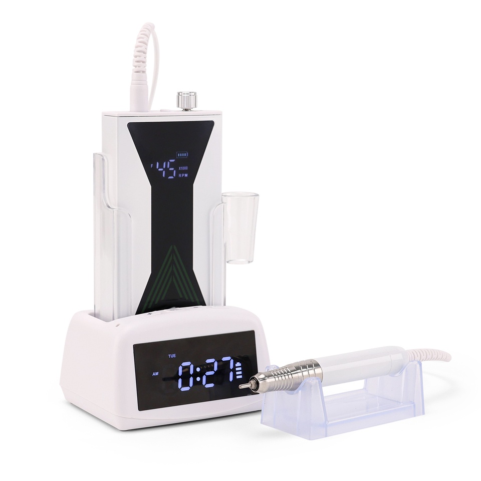 Factory Original Brushless Motor 45000rpm Nail Drill 85w Powerful Gel Grinding Machine With Clock Rechargeable Nail File