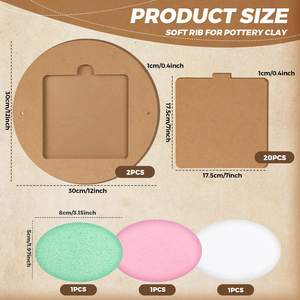 22 pièces pour tour de potier : système de batte amovible pour poterie en argile, tapis en bois, planche à argile avec 3 éponges pour potiers et artistes en argile - Product Image 2