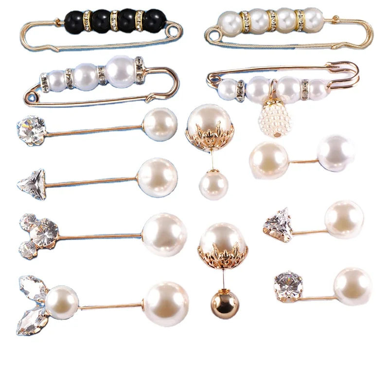 Spilla decorativa con perle finte spilla da balia per pantaloni e maglioni g