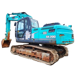 Excavadora Kobelco SK200 de 20 toneladas de segunda mano para movimiento de tierras con accesorio de punta de garra y martillo rompedor, certificada CE - Product Image 1