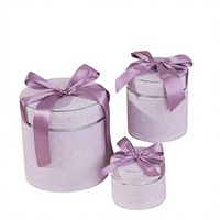Boîtes cadeaux cylindriques rondes personnalisées, boîtes à chapeaux en velours de luxe avec nœud en ruban pour mariage et fête