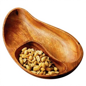 Bol en bois fait main avec compartiments pour collations et fruits, écologique, vintage, accessoires de fête, décoration de table, plat de service - Product Image 1