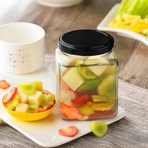 Kitchen Food Storage Containers Square Glass <b>Jar</b> With Black Airtight Lids Glass Mason <b>Jar</b> Canning <b>Jars</b> <b>for</b> <b>Jam</b> Honey - Product Image 2
