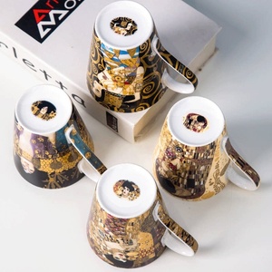 Tazza in Porcellana/Ceramica 'Il Bacio <span class=keywords><strong>di</strong></span> <span class=keywords><strong>Klimt</strong></span>', Tazza da Caffè Creativa con Dipinto a Olio, Regalo per Coppie - Product Image 4
