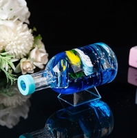 Décoration de table en forme de bouteille flottante lumineuse avec bateau à voile, bouteille ronde avec gouttes d'huile flottantes, porte-stylo pour étudiant, cadeau d'anniversaire