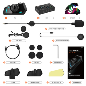 Fodsports หมวกกันน็อค2คนสำหรับมอเตอร์ไซค์, T1กันน้ำอินเตอร์คอมกันน้ำสำหรับแชร์เพลงมอเตอร์ไซค์ - Product Image 6