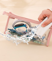 Sac de rangement transparent en PVC, pochette à fermeture éclair, sac à crayons, étui à stylos étanche pour papeterie d'étudiant
