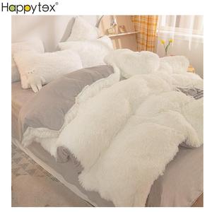 Confortable prix usine <span class=keywords><strong>arc</strong></span>-<span class=keywords><strong>en</strong></span>-<span class=keywords><strong>ciel</strong></span> couleur fausse fourrure velours moelleux <span class=keywords><strong>en</strong></span> peluche doux bébé ensemble de literie 4 pièces chaud pour la maison hiver - Product Image 5