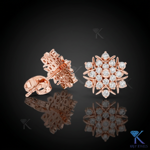 Lab Grown Diamond <b>Snowflake</b> Stud <b>Earrings</b> Multi Stone Starburst Cluster 14K 18K Solid Gold Fine Women Jewelry Bridal Gift - Product Image 3