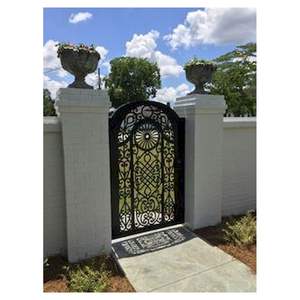 Puerta de Hierro Forjado <span class=keywords><strong>Prima</strong></span> con Diseño de Hojas y Enredaderas y Vidrio Templado Transparente para una Entrada Elegante al Hogar - Product Image 1