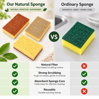 Éponge de nettoyage en sisal et fibre de coco avec couche exfoliante en fibres et éponge absorbante en cellulose, outil de nettoyage pour la vaisselle de cuisine