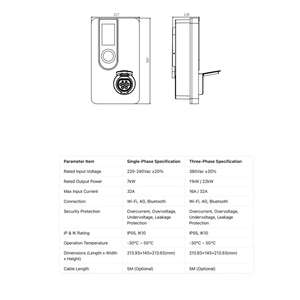 เครื่องชาร์จรถยนต์ไฟฟ้าแบบติดผนัง 7kW AC พร้อมเต้ารับ Type 2 มาตรฐาน IP54 สถานีชาร์จอัจฉริยะสำหรับใช้งานกลางแจ้งในยุโรป - Product Image 5