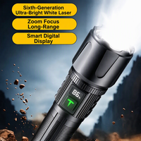 Lampe torche télescopique à laser blanc 30W, 600LM, LED, 5 modes, affichage de la puissance, rechargeable par type C, lampe de camping