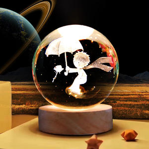 Cadeau de noël 3D galaxie boule de cristal Base en bois système solaire planète lumière LED chambre Table bureau décoration veilleuse - Product Image 1