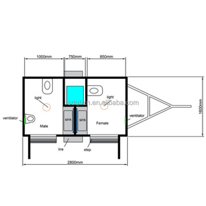 Remolque de Baños Portátiles de Lujo para Bodas y Eventos, Baño Móvil de Dos Cabinas, Remolque Sanitario Portátil para Parques y Campamentos - Product Image 2