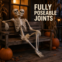 Squelette à double tête SIPKLR 165 cm/5,4 pieds, accessoires d'Halloween grandeur nature pour maison hantée, cimetière, décoration de jardin extérieur