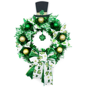 Damai St Patricks Ngày Vòng Hoa Trang Trí Nhân Tạo Shamrock Clover Trang Trí Nội Thất Với Cung Cho Phía Trước Cửa Nhà Tường Nguồn Cung Cấp Bên - Product Image 5