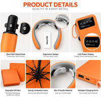 Ensemble Cadeau : Gourde de Voyage, Ventilateur Portable à Col, Batterie Externe avec Affichage Numérique pour le Bureau, les Voyages d'Été et les Cadeaux d'Entreprise