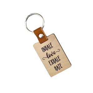 Llavero personalizado de madera de nogal para hombre y mujer, pieza de madera cuadrada, de cuero PU, etiqueta de madera - Product Image 6