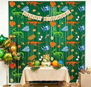 Tenda a Frange in Lamina a Tema Dinosauro, Stampa <span class=keywords><strong>Scheletro</strong></span> di Dinosauro, Striscione in Tinsel per Decorazione Festa di Compleanno per Bambini a Tema Dinosauro - Product Image 2