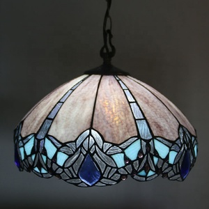 Lámpara Colgante LongHuiJing Tiffany Dragonfly de 2 Luces, Pantalla de Vidrio Emplomado, Lámparas de Techo de 16 Pulgadas - Product Image 1