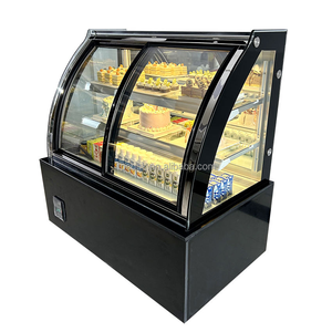 Gebogene Marmor-Edelstahl-Kuchenvitrine Schwarzer Kühlschrank Frostfrei LED-Beleuchtung Digitale Temperaturregelung Frontöffnung - Product Image 4
