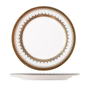 Juego de platos de cerámica blanca nórdica DP86 Assiettes Porcelaine Blanc Mariage Wedding Party Porcelain Bone China Gold Rim Plates - Product Image 1