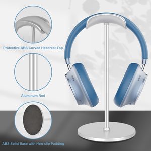 Headphone <strong>Stand</strong>, Curved <strong>Headset</strong> <strong>Stand</strong> with Aluminum Rod ABS Solid Base <strong>Gaming</strong> <strong>Headset</strong> Holder for Desk Headphone Accessories - Product Image 2