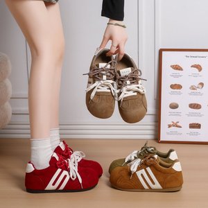 Zapatillas Retro <span class=keywords><strong>Gamba</strong></span> de Gamuza para Mujer, con Tacón Oculto, con Cordones, Coloridas, Casuales, Rojo, Verde, Caqui, Pumpkin, EU35-40 - Product Image 5