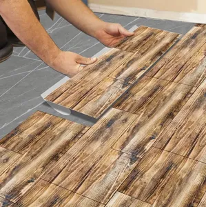 Starrer 2024 rutschfester Holzstil 8mm wasserdichter Großhandel laminierter selbstklebender Teppichfliesen Kunststoff-Bodenbelag Planke Vinylboden