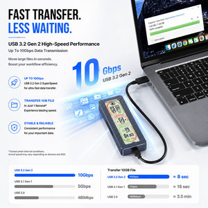 กล่องใส่ M.2 NVMe SSD พร้อมหน้าจอ LCD แสดงอุณหภูมิอัจฉริยะ USB 3.2 Type C กล่องระบายความร้อนภายนอกสำหรับ SSD - Product Image 4