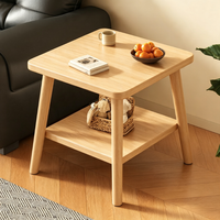 Table basse carrée moderne Tenghang en bois massif avec étagère inférieure pour salon, chambre et petits espaces de rangement