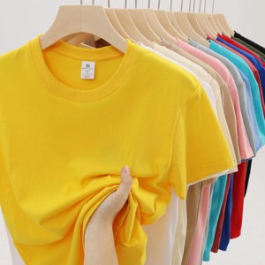 Wholesale Men's Solid 180g Cotton T-Shirts Customizable Logo Screen Print T shirt Loose Fit High Quality Embroidered <b>Tshirt</b> - Product Image 1