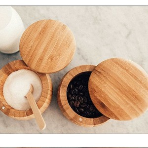 Tarro cilíndrico de madera de bambú con tapa de 20,32 cm, almacenamiento para el hogar, para té, cigarrillos, bolígrafos, pañuelos, hecho a mano - Product Image 2