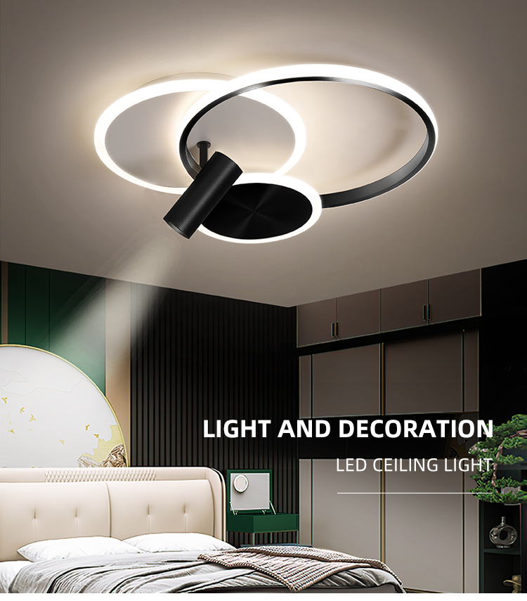 New Design Lighting Dimmable Kids Room Aluminum Black Modern Led Ceiling Lights For Living Room