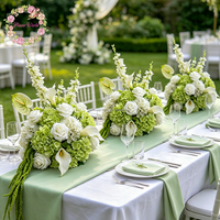 Boules de fleurs artificielles en soie de haute qualité, blanches et vertes, centres de table, style romantique, décorations pour mariages et fêtes